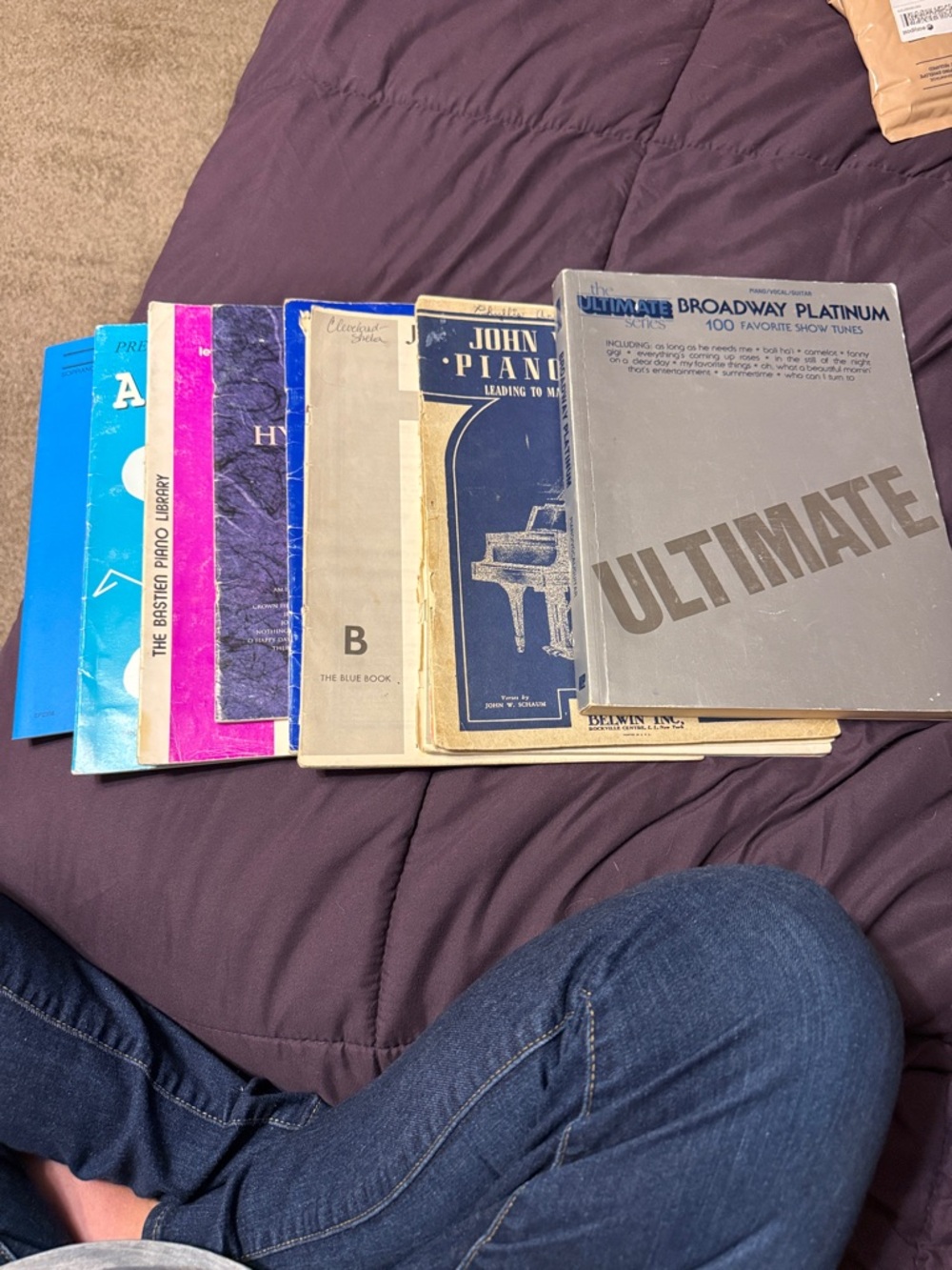 Vintage Piano & Sheet Music Book Lot in Purple and Blue Covers set of 9 vintage
